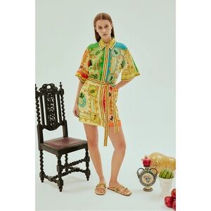 Alemais La Musica Print Linen‎ Mini Dress Resort wear US 4